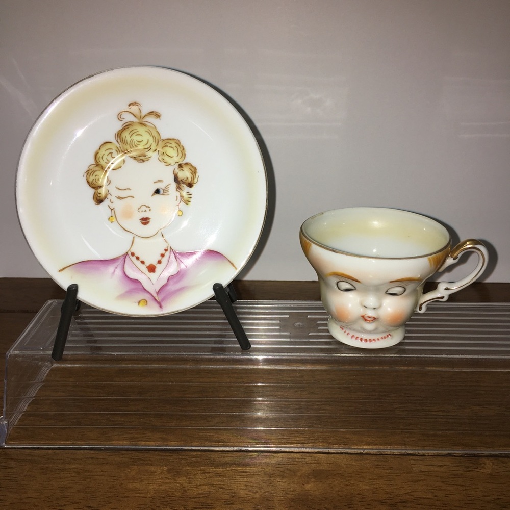 Antique Ardalt Japan Face Teacup & Saucer Set